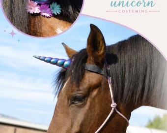 Unicorn Horn for Horse or Pony Easy Attach Brownband