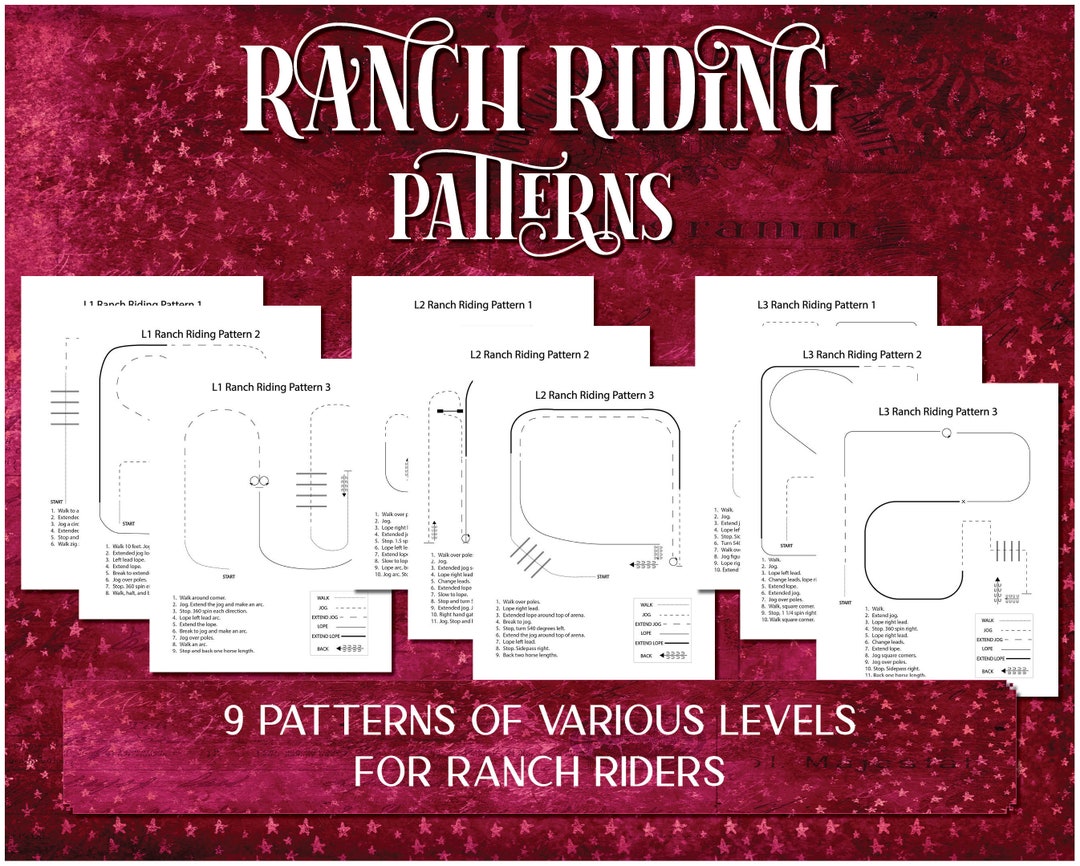 Ranch Riding Pattern Printable Bundle, Ranch Horse Pattern for Riding
