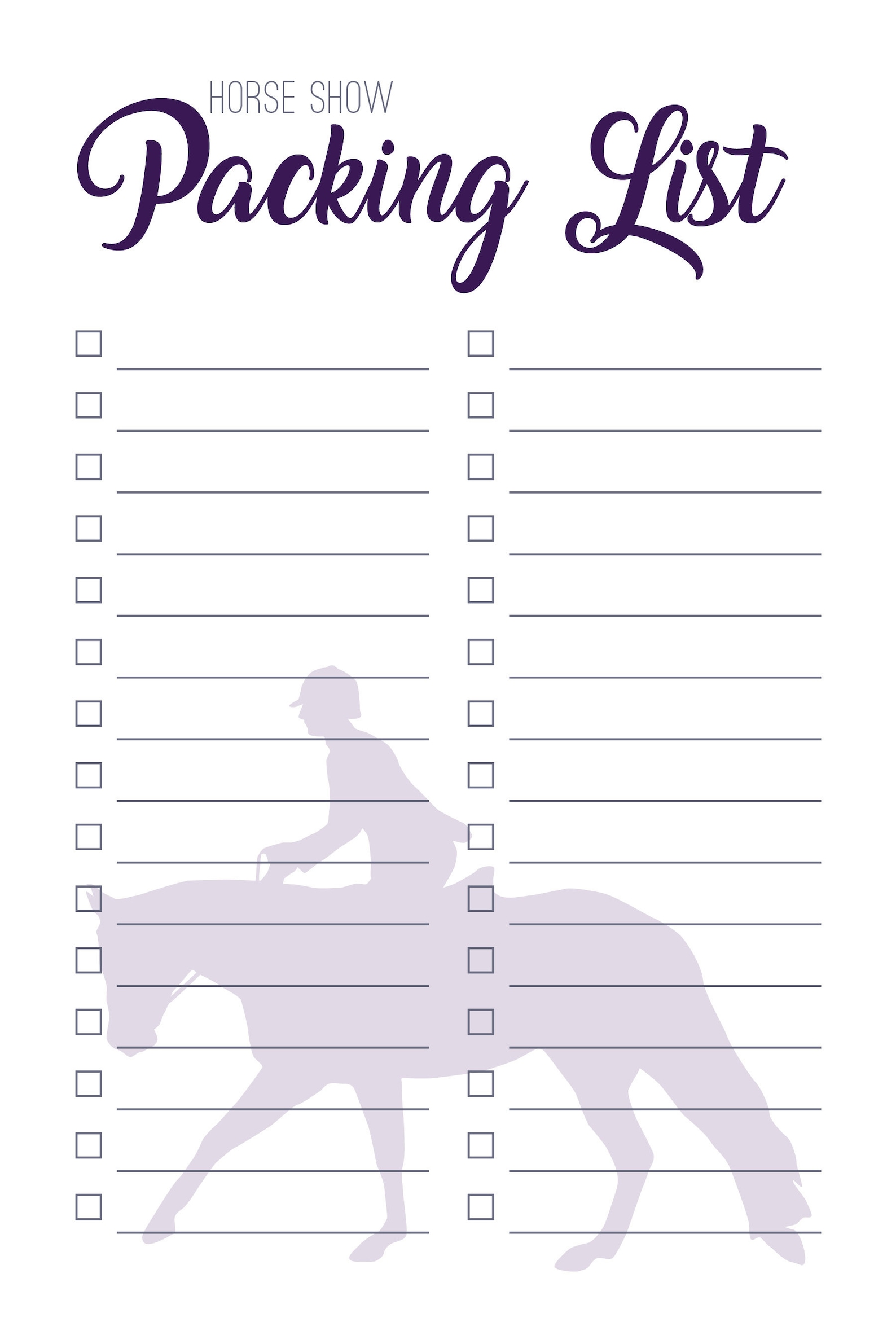 The Horse Show Journal Digital PDF Horse Show Log Book Horse Etsy