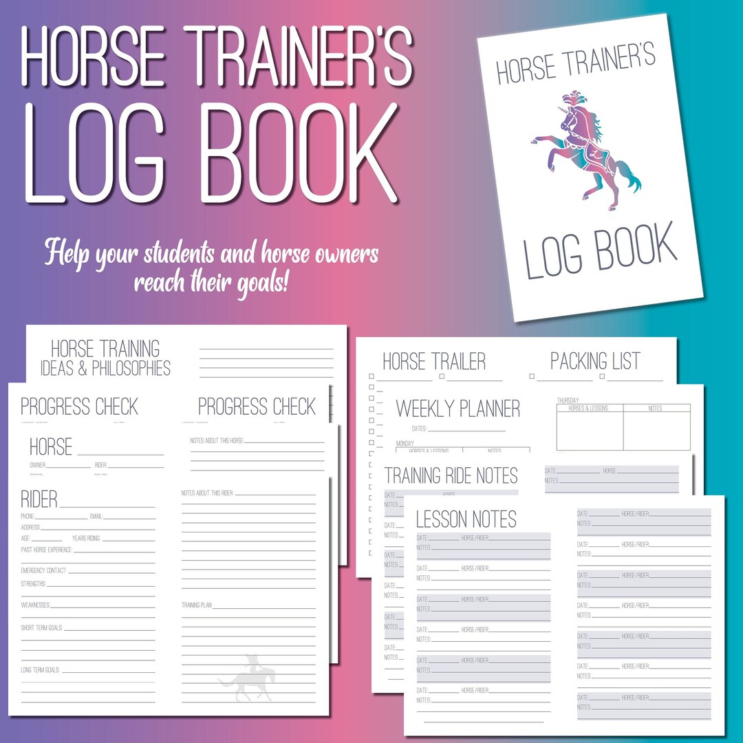 The Horse Trainer's Log Book Planner & Journal for Equestrian Coaches