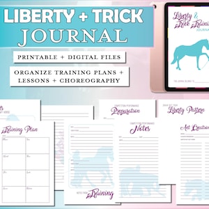 Liberty & Trick Training Journal - Digitales / druckbares PDF Liberty Horse Training Log | Reiter Geschenk | Notizbuch | Pferde Journal