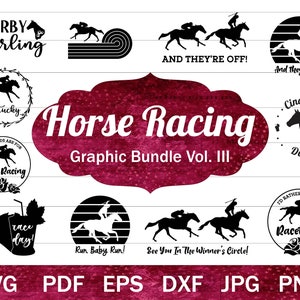 Horse Racing SVG PNG Bundle, Kentucky Derby SVG Bundle, Derby Shirt Designs, Racehorse Sublimation, Derby Day clip art, Race Day Designs