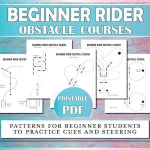 Beginner Rider Exercises Printable Diagram, Ground Pole Obstacle Courses, Equestrian Lesson Plan for Horse Camp & Horseback Riding Lessons