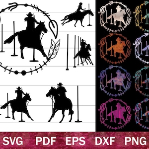 Pole Bending SVG PNG Bundle, Pole Bender SVG, Cowgirl and Horse svg, Rodeo svg, Turquoise Rodeo Clip Art for Sublimation Design
