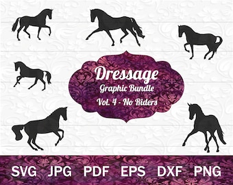 Dressuurpaard SVG voor Cricut, Dressuur Clip Art, Dressuur Silhouette Cut Files voor Crafting, Paardensport Clip Art, Horse Show PNG