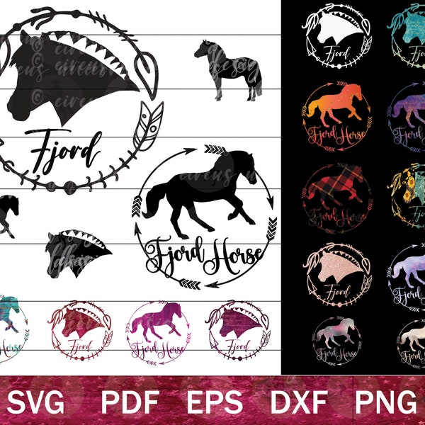 Norwegian Fjord Horse SVG Bundle, Fjord Horse Vectors, Fjord horse silhouettes PNG bundle, Fjord Horse Cut File for Cricut or Sublimation