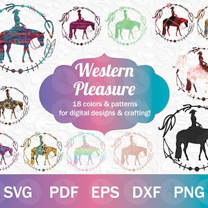 Western Vergnügen SVG PNG Bündel | Westernpferd Sublimation, Pferdeschau PNG & Schnittdateien zum Basteln, Türkis Pferdeschau Clip Art