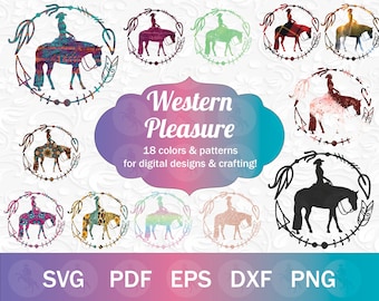 Western Pleasure SVG PNG Bundle | Western Horse Sublimation, Horse Show PNG & Cut Files for Crafting, Turquoise Horse Show Clip Art