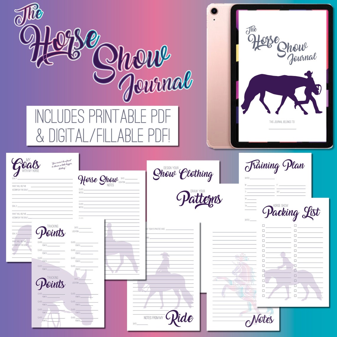 The Horse Show Journal Digital PDF Equestrian Log Book Etsy
