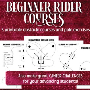 Beginner Rider Exercises Printable Diagram, Ground Pole Obstacle Courses, Equestrian Lesson Plan for Horse Camp & Horseback Riding Lessons