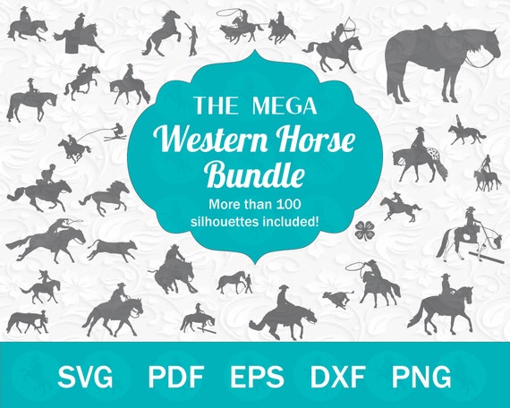 The Mega Western Horse SVG Bundle - 100+ Equestrian Silhouettes, Horse SVG for Cricut, Cowgirl SVG, Western svg, Horse Show svg