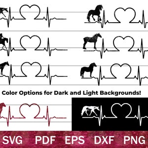Heartbeat Horse SVG for Cricut, Appaloosa Heart Horse Silhouette, Draft Horse Clip Art, Paint Horse SVG, Quarter Horse svg, Fjord Horse png