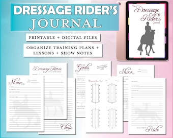 Dressage Rider's Journal - PDF - Dressage Test Diagrams, Horse Show Score Keeping, Dressage Training Notebook, Horse Show Diary