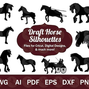 Entwurf eines Pferdes SVG für Cricut, Entwurf eines Pferdes SVG- Vektordateien, 10 Pferdesilhouette, belgisches Pferd SVG Clip Art, Clydesdale svg, Shire svg png