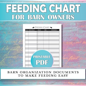 Pferdefütterungskarte zum Ausdrucken, Karte für die Organisation von Getreide, Heu und Ergänzung, Stallplaner & Diagramm