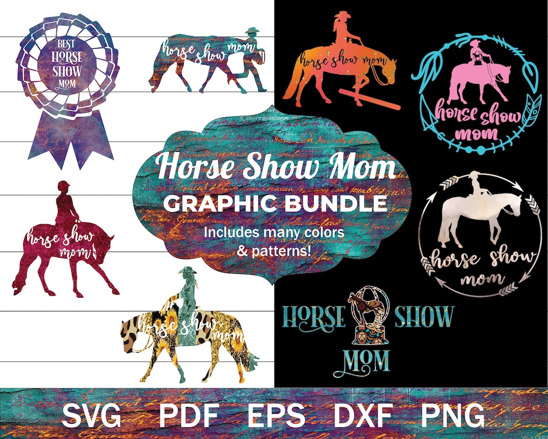 Horse Show Mom SVG Bundle, Western Rider Mom Clip Art, Equestrian Mom PNG for Sublimation, Horse