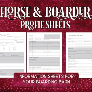 Boarder Pferdeprofil zum ausdrucken, Info-Blätter für Pferde-Rekorde, Hufschmied, Tierarzt, füttern, decken & Stallführung