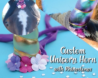 Rhinestone Unicorn Horn for Horse Custom, Unicorn Costume for Horse, Unicorn Horn Browband for Horse, Unicorn Gift for Horse Girl