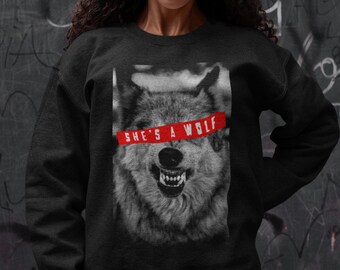 She's A Wolf Feminist Sweatshirt Women Feminist Shirt Womens Crewneck Sweatshirt Anti Trump Womens Clothing Oversized Sweatshirt