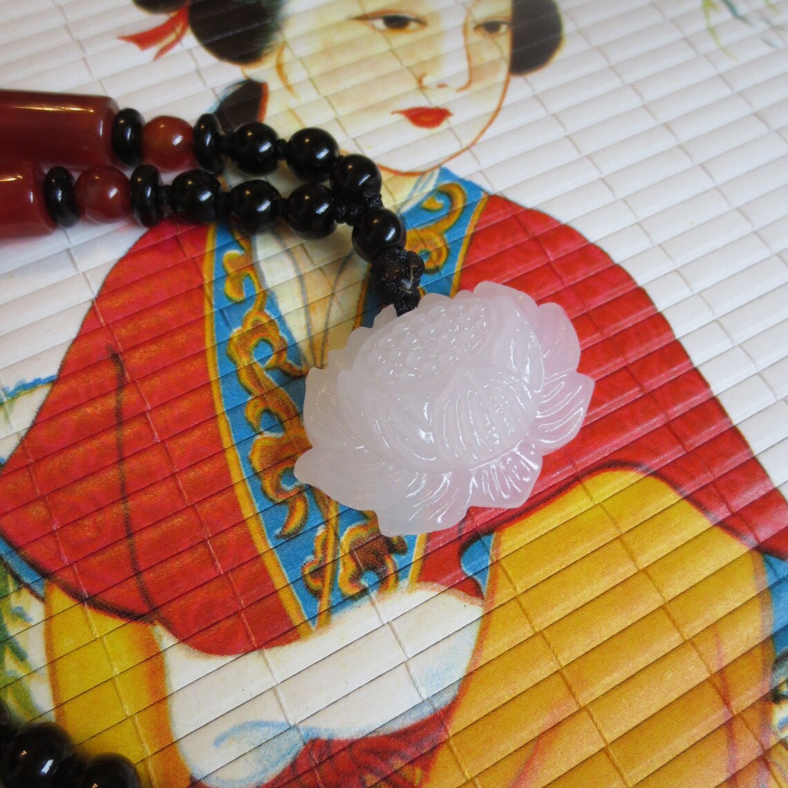 Jade Pendant Necklace Xinjiang White Jade Carve LOTUS Grade Etsy
