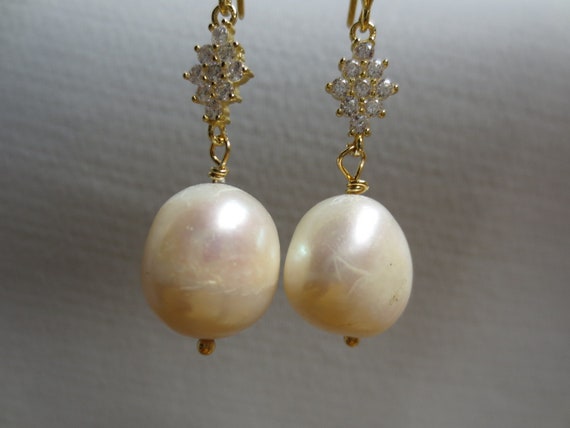 Real Natural Big Pearl Earrings Baroque Big Pearl Earrings | Etsy
