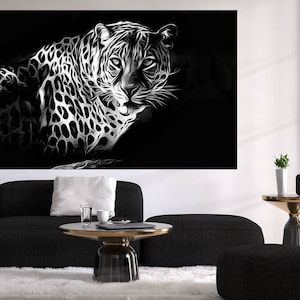 Leopard wall art - Leopard print - Animal wall decor - Black and White leopard print