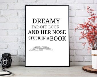 Dreamy far off look, and her nose stuck in a book, Beauty And The Beast, Digital Print - (Instant File Download)