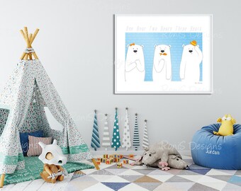 Bear Nursery Decor, Boy & Girl Nursery Art, Bear Print, Bears, Nursery Art, Nursery Print, Playroom Art, Children's Art