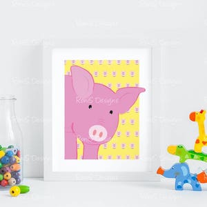 Pig Nursery Print, Pig, Piglet, Girl Nursery Art, Children&#39;s Wall Art, Playful Pig Print, Nursery Art, Playroom Wall Art, Children&#39;s Art