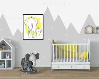 Elephant Nursery Decor, Boy & Girl Nursery Art, Children's Wall Art, Elephant Print, Elephants, Nursery Art, Playroom Art, Children's Art