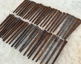 50 Square Cut Nails Flat Head 4” ~ New Old Stock Antique 1800’s
