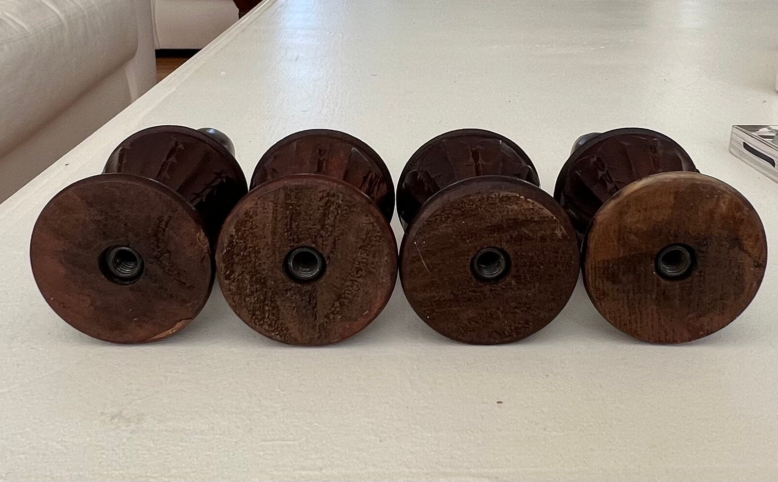 Lot of 4 Vintage Wood Finials Bed Post Toppers Screw On Etsy