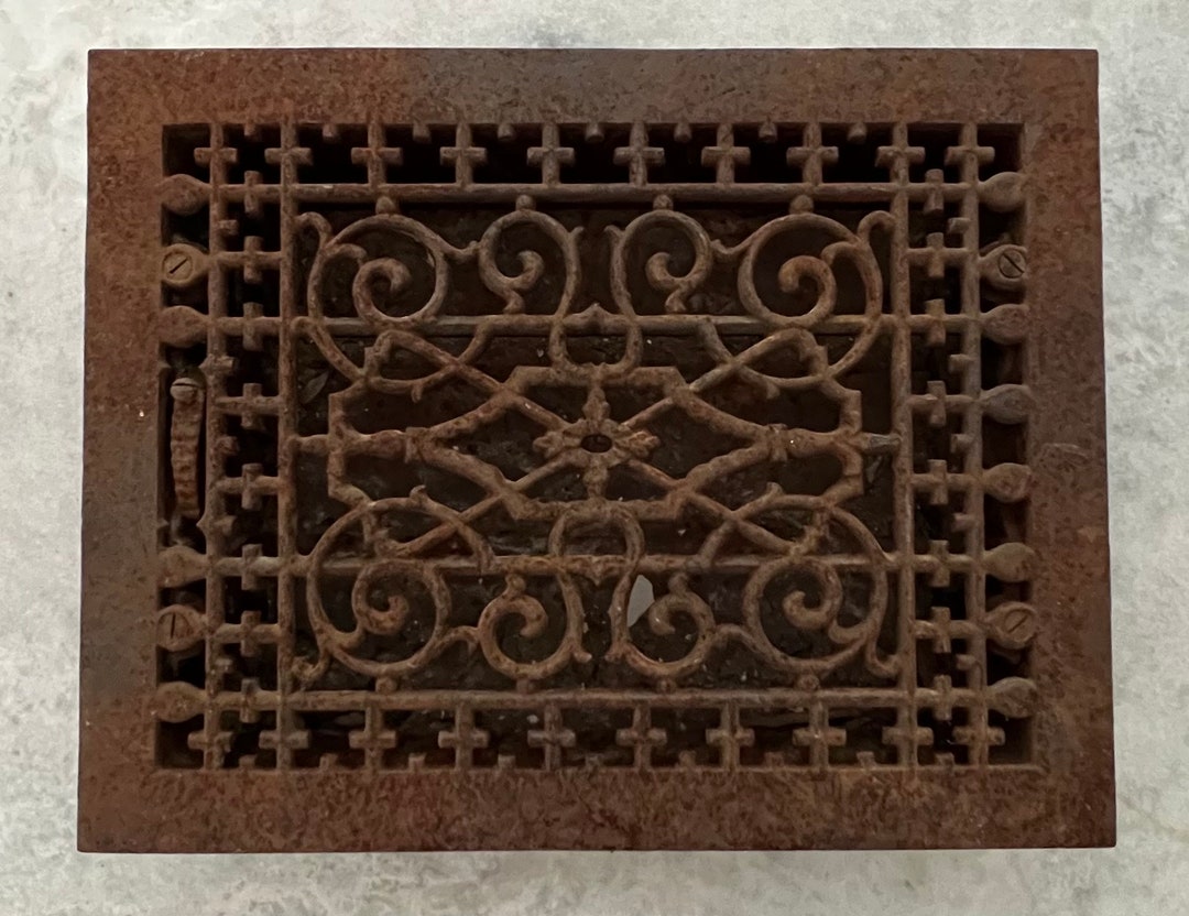 Antique Cast Iron Heat Grate Vent Floor Register Etsy