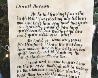 Personalized Handwritten Letter from Santa Written in Calligraphy on Antique Paper