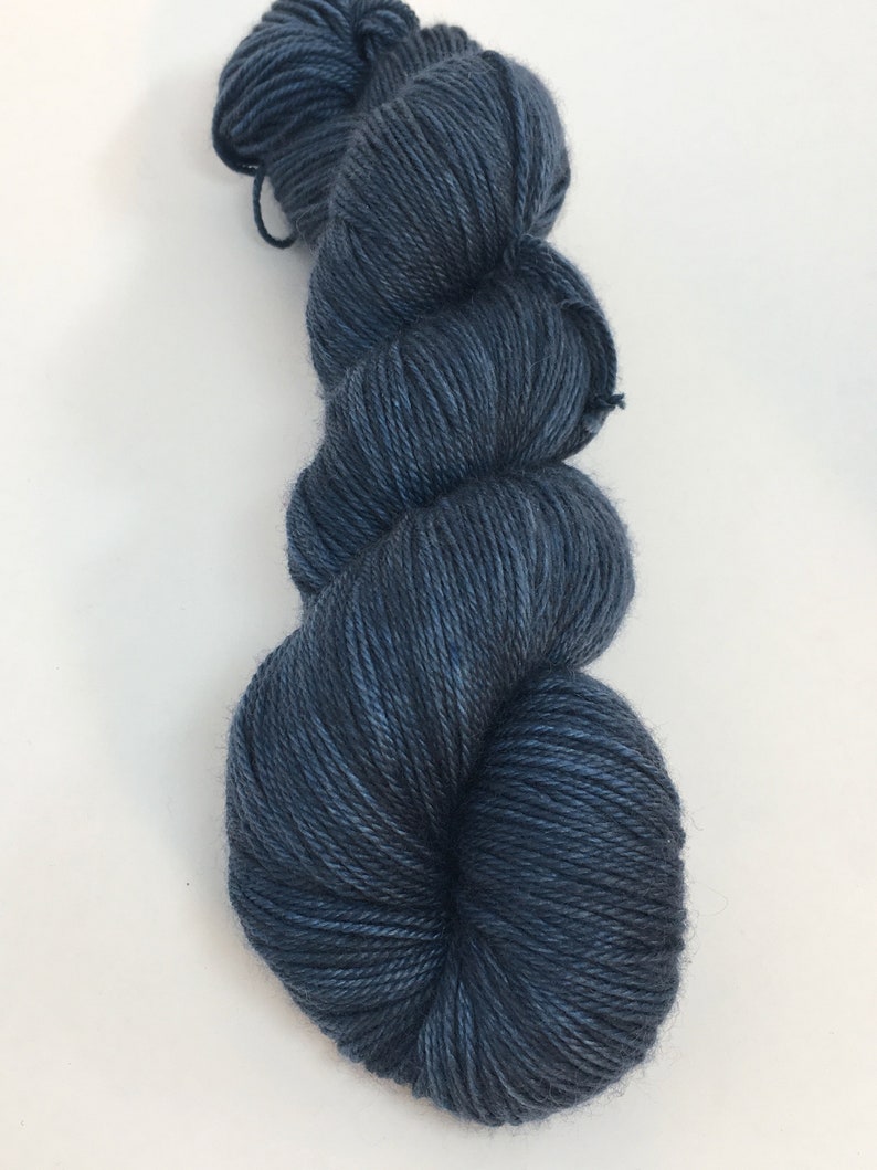 8020 MerinoNylon fingering weight New Denim Hand Dyed Sock yarn