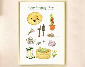 Garden spring print,Gardening wall art Printable Digital Downloads,Cottagecore decor, garden lover gift