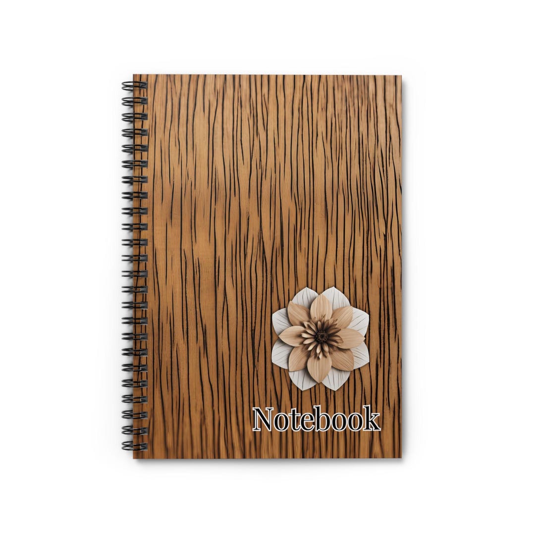 Rustic Notebook Page Rustic Floral Notebook, Wooden Texture Design Aesthetic Journal for ...