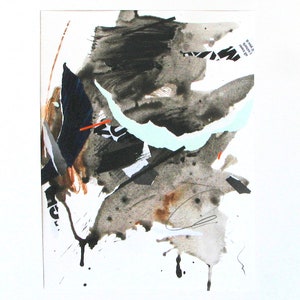 Astratto misto nero, grigio e blu, astratto moderno su carta, collage moderno, astratto misto, espressionista astratto, arte murale