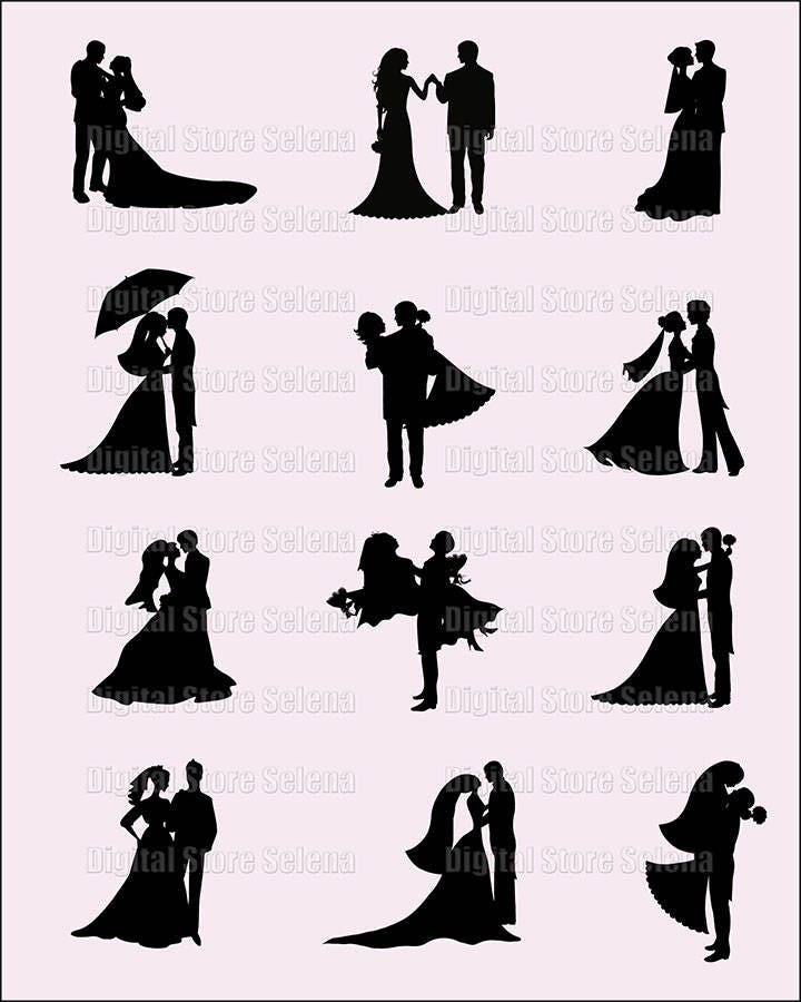 Wedding. Clipart. Image. Silhouette. 12 files. PNG. Instant | Etsy