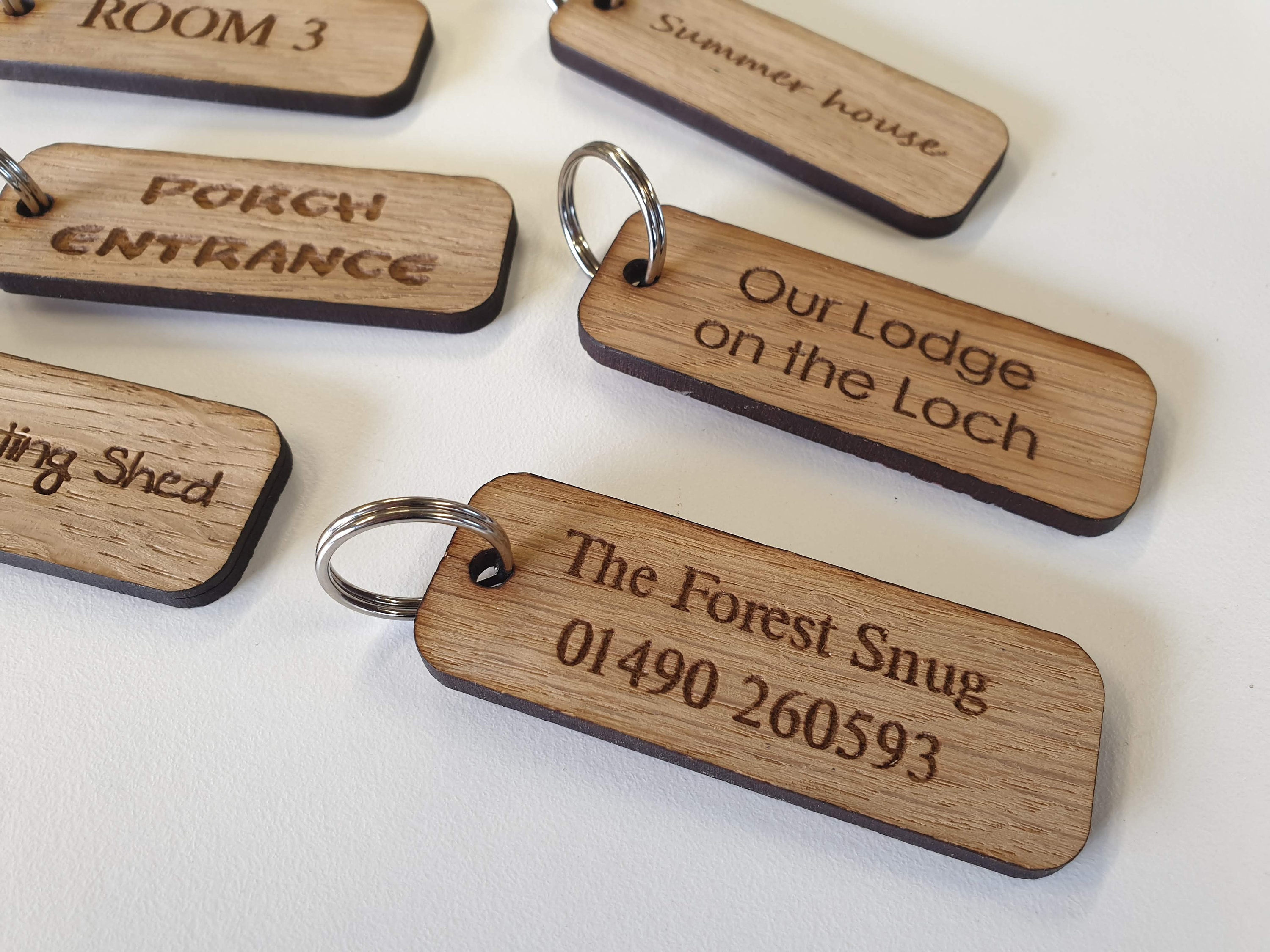 KEY RING TAG label wooden oak engraved gift keychain fob Etsy