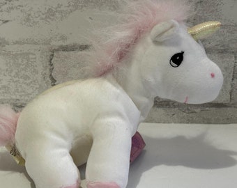 Precious Moments Tender Tails WHITE UNICORN with Tags Adorable Plush Enesco Corp 1998 Stuffed Animal 1990s Lovable Cuddly Cute Sad Eye