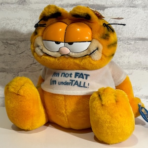 Garfield Plush The ORIGINAL “FAT CAT” I'm Not Fat I'm under Tall Kitty Kitten Cartoon Vintage Funny Lasagna Lover Animal Dakin Stuffed Plush