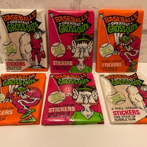 Les plus belles cartes à collectionner de Baseball's GROSS OUTS Stickers Parodie 9 autocollants par paquet Leaf Inc. Parodies Sports Trading Cards