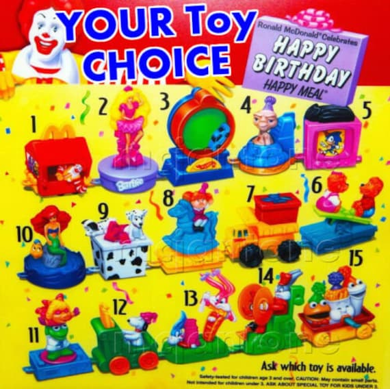 Mcdonald's Happy Birthday Train Fast Food Toys Complete Set