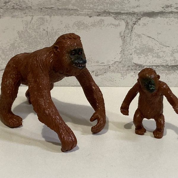 Vintage AAA ORANGUTANS 1990s Plastic Figure Monkey Diorama Figures Animal Figurine Realistic Mama & Baby Toys Educational Lion King Triple A