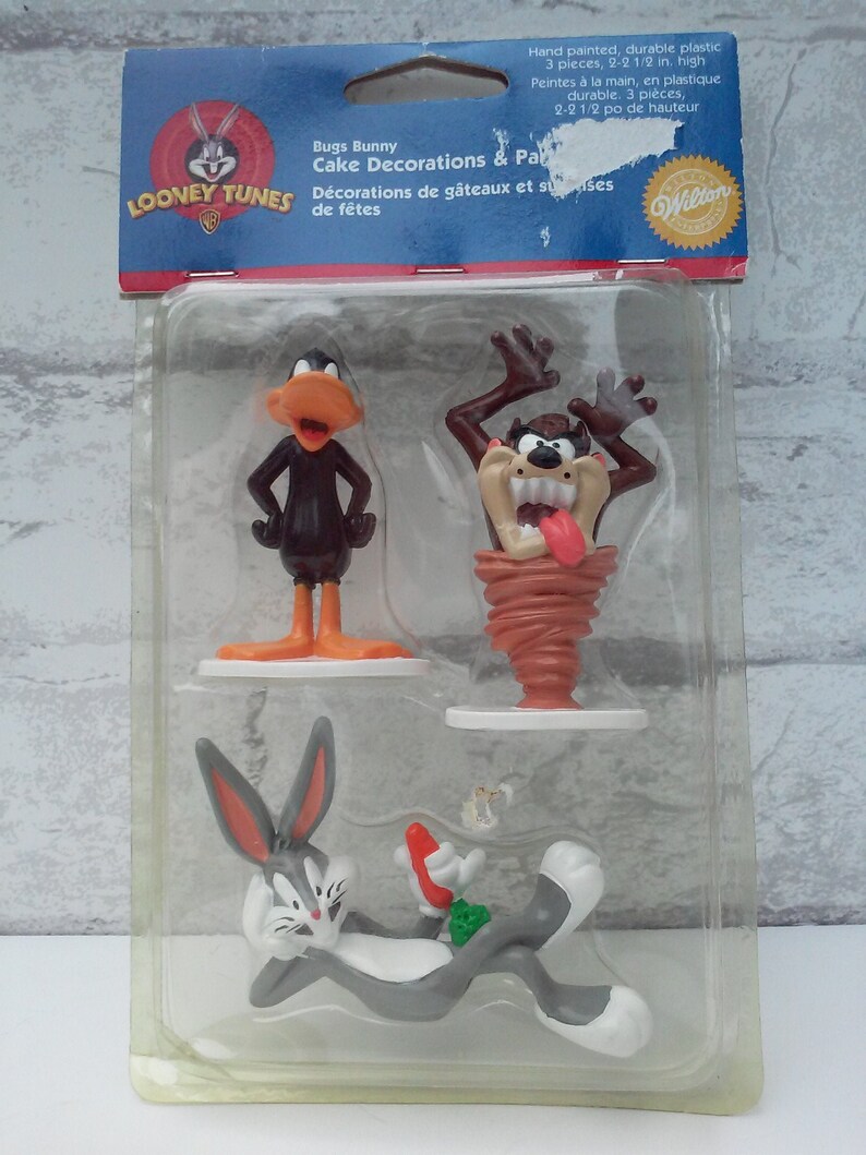 Taz Bugs Bunny Daffy Duck Cake Decorations Wilton Hand painted durable plastic Looney Tunes Warner Brothers Cartoon WB Merrie Melodies Rare