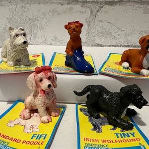 Cachorro en mi bolsillo Vintage 1995 Figuras/juguetes de PVC con tarjetas originales Topps Figura Elige tu pastel favorito de 1990 Yorkie Boxer Terrier