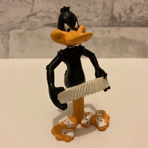 Pato DAFFY Tarjeta Tiburón ¡Eres dethpicable! Figura de plástico PVC 1988 Looney Tunes Warner Brothers Cartoon WB Applause Merrie Melodies Rare