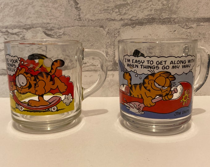 Garfield Collector Glass Coffee Mug Mcdonalds 1978 Fat Cat Kitten ...