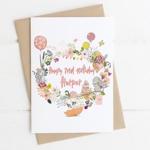 Carte personnalisée pour 2e anniversaire | Carte 2e anniversaire